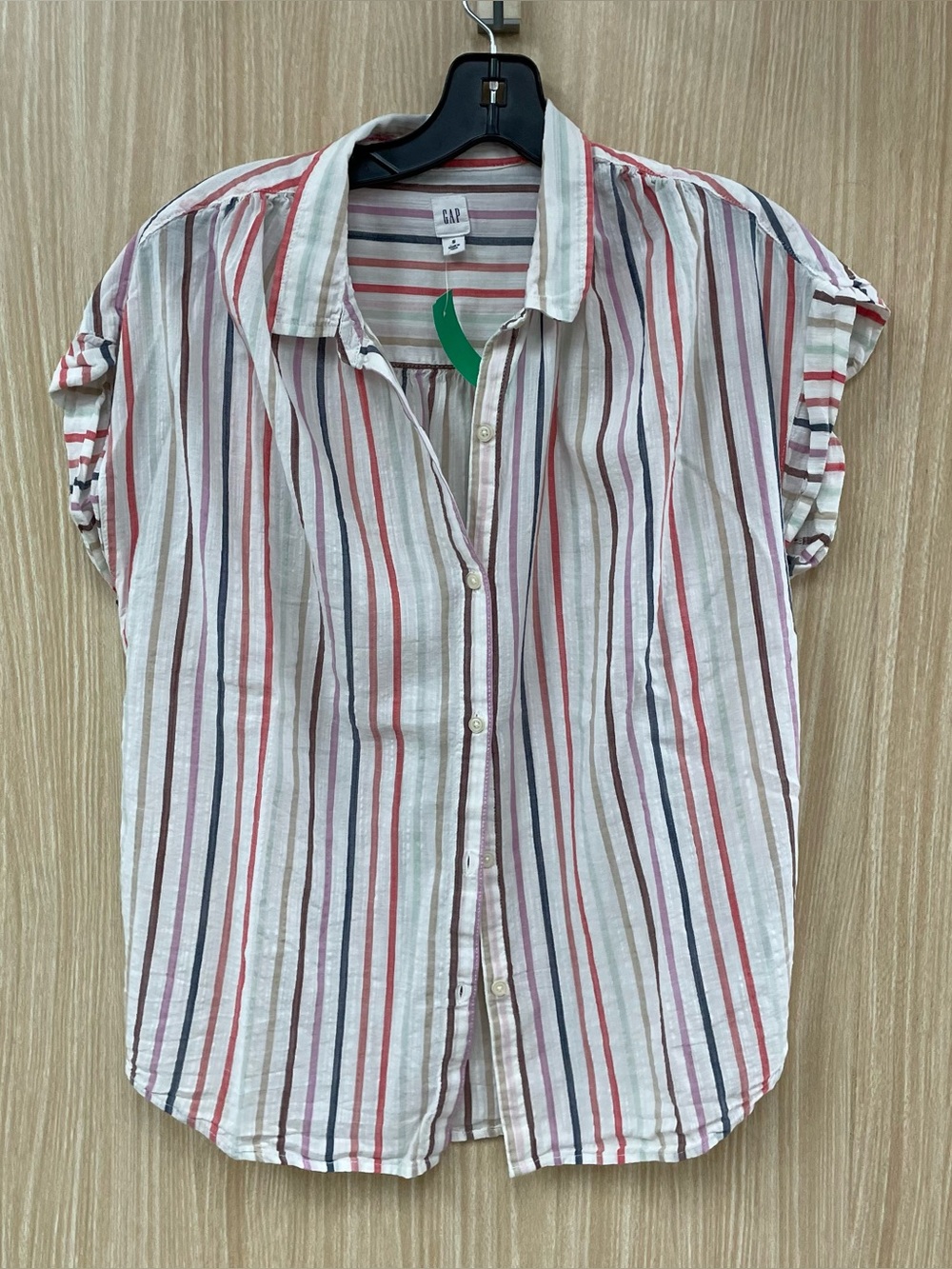 Gap White Pinstripe Cotton Blend Blouse Size S